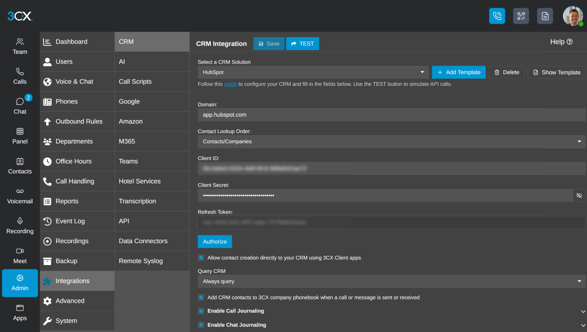 3CX crm-integration
