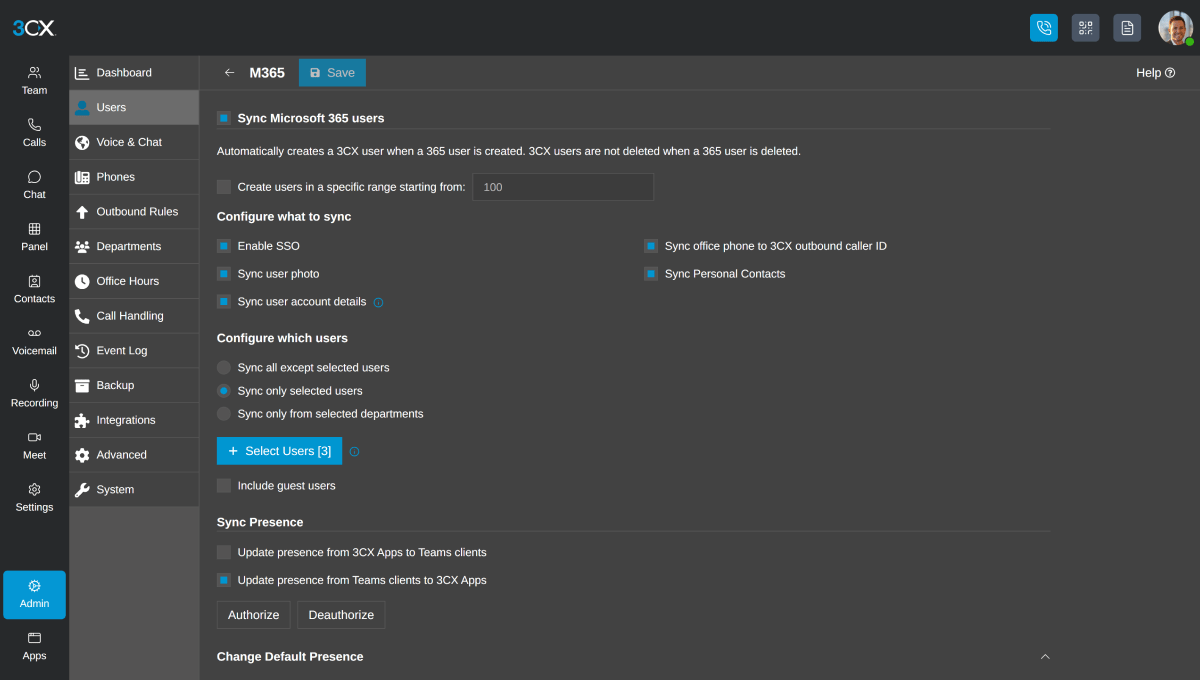 3CX Microsoft 365 integration