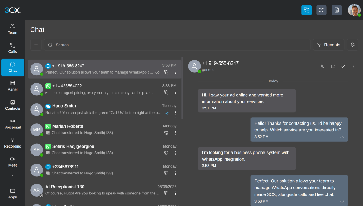 3CX SMS - chat