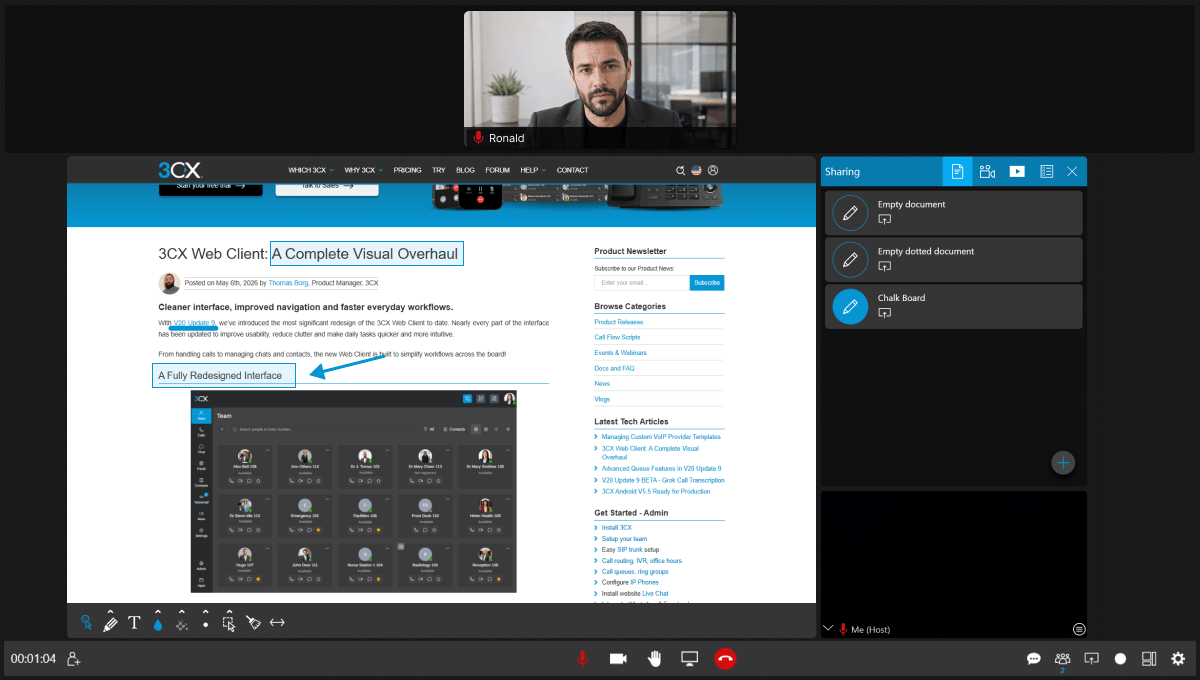 3CX conferencing meeting settings
