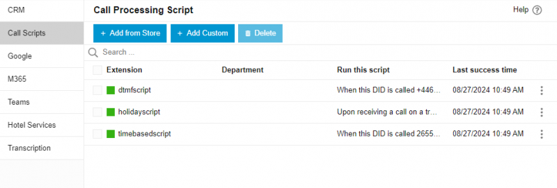 Call Processing Scripts Toevoegen, remote storage Call Processing Scripts Toevoegen, remote storage