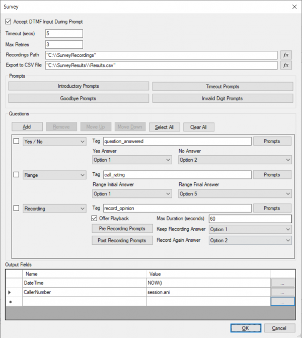 De nieuwe component Survey in de 3CX Call Flow Designer Update 3