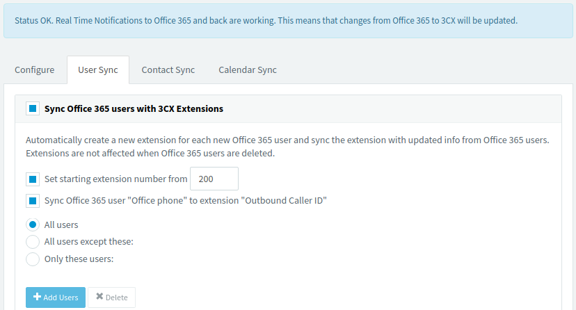 Synchroniseer Office 365 met 3CX