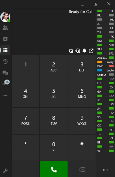Softphone Gebruikersinterface