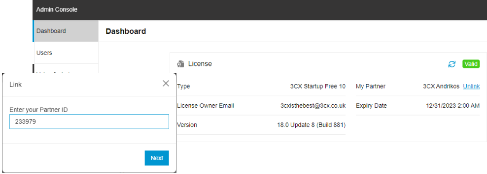 subscription-purchase 3CX Web Client admin dashboard - Abonnement kopen