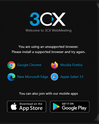 Controleer of uw browser WebRTC ondersteunt om deel te nemen aan een 3CX WebMeeting