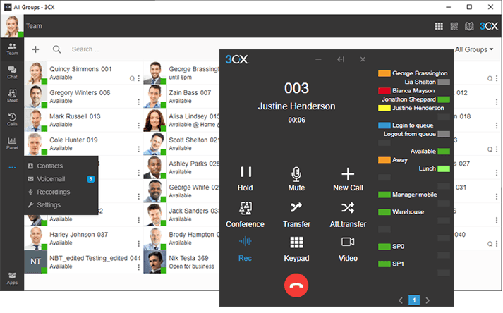 v18 beta screenshot blf-venster De menuopties van de webclient en desktop-app zijn samengevoegd