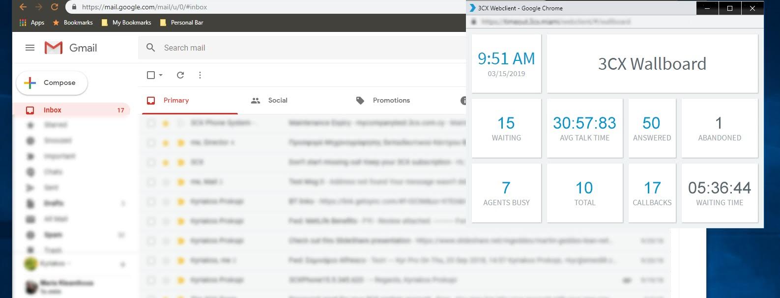 Nieuw Wallboard-venster in de 3CX v16 Release Candidate